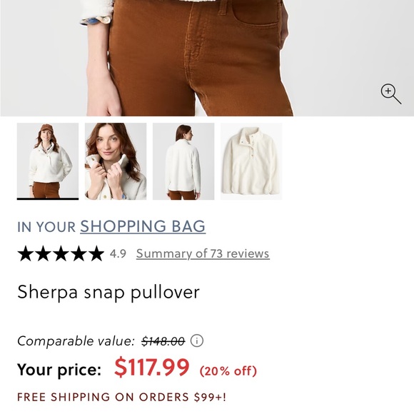 J. Crew Factory Sherpa Snap Fleece Sweatshirt - Picture 4 of 4